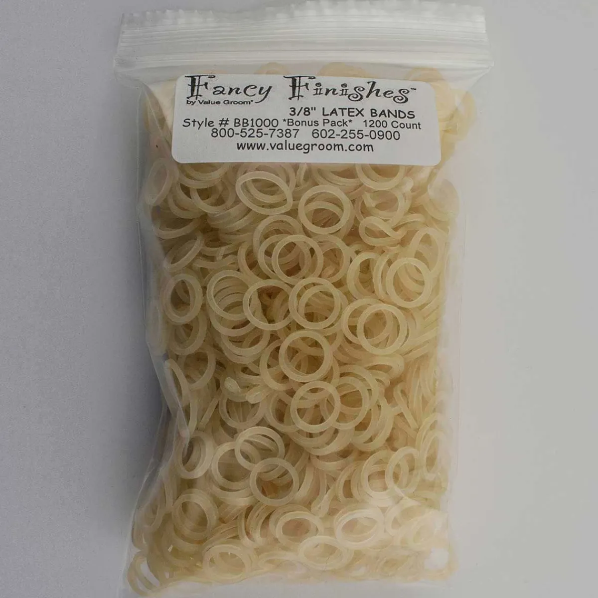 Ryan's Pet Supplies Amber Latex Bands 3/8" for Grooming - Bag of 1000