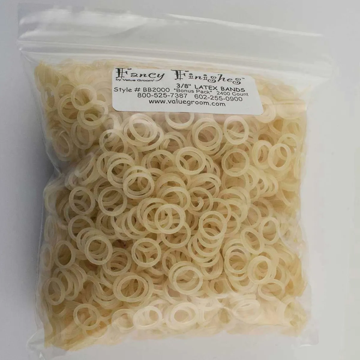 Ryan's Pet Supplies Amber Latex Bands 3/8" for Grooming - Bag of 2000