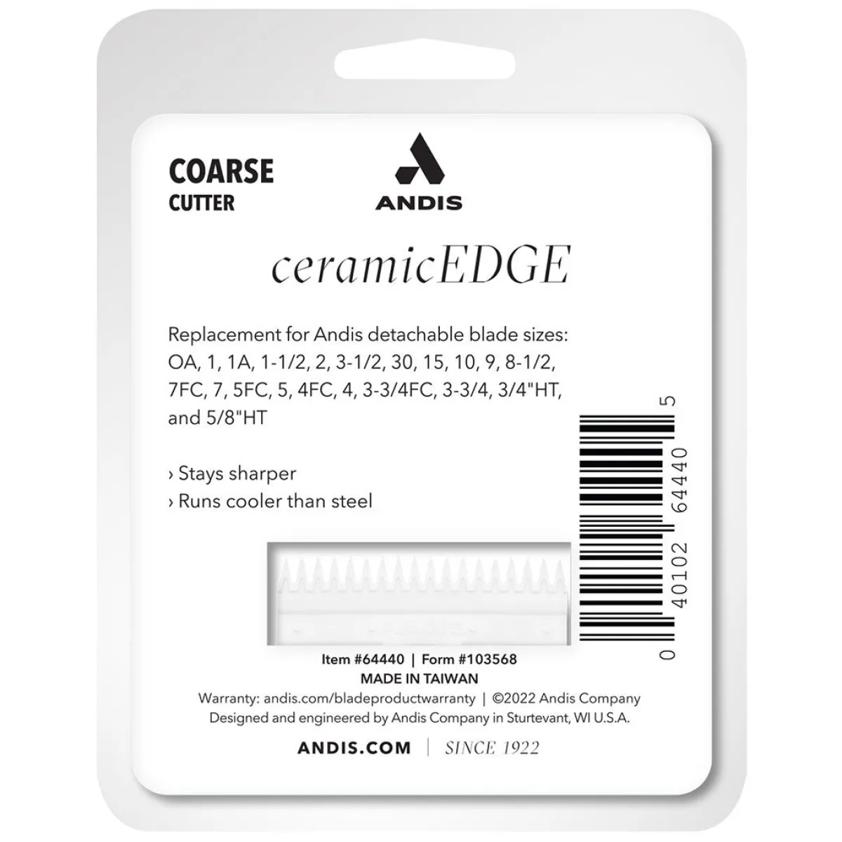 Ryan's Pet Supplies Andis Ceramic Cutter - Coarse (Fits All Except #40)