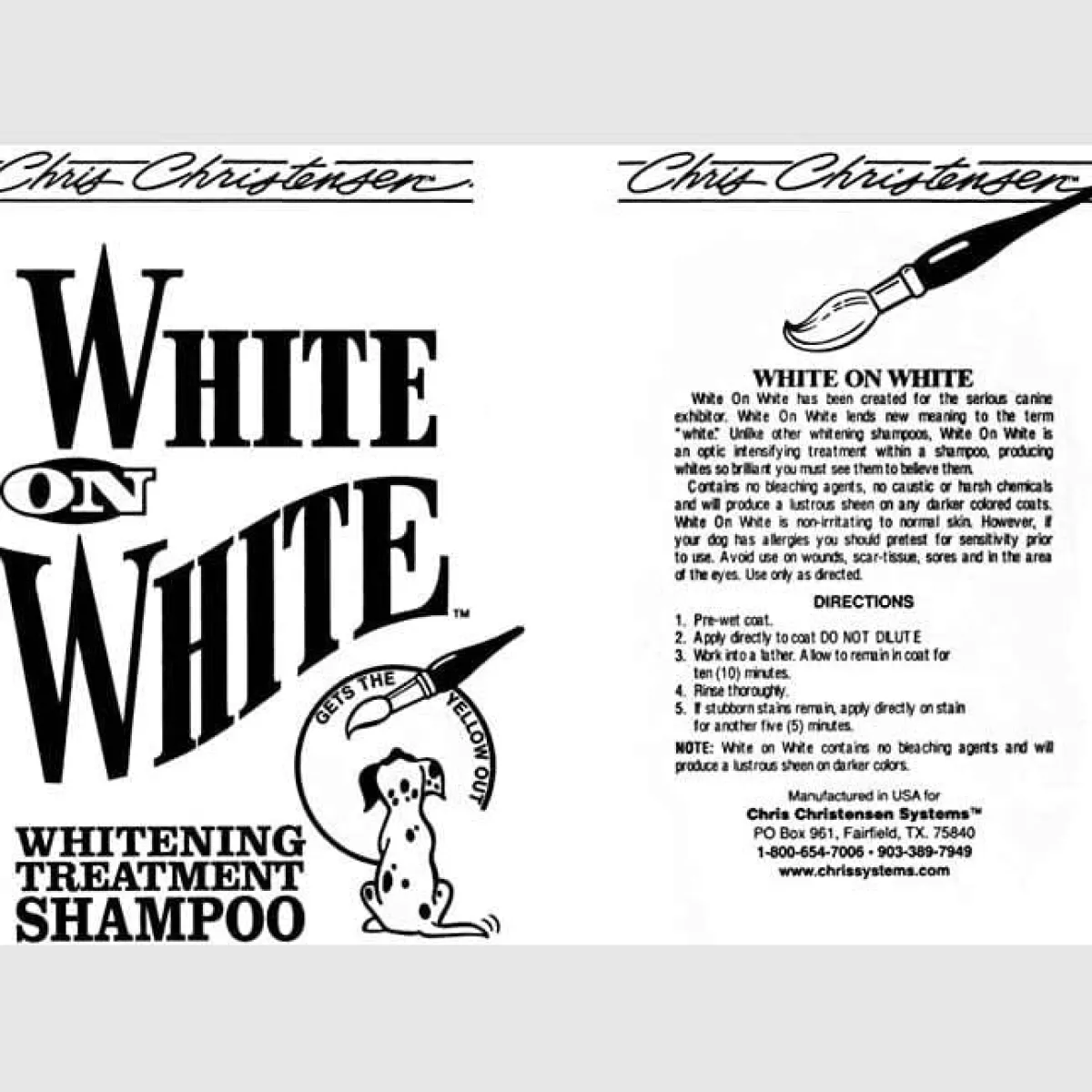 chris_christensen_white_on_white_pet_shampoo_3.webp Ryan's Pet Supplies Chris Christensen White on White Pet Shampoo