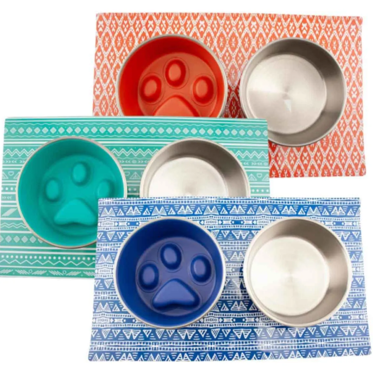 Ryan's Pet Supplies Dawgee Dine Bundle: Dining Mat & Magnetic Stay-on Bowls