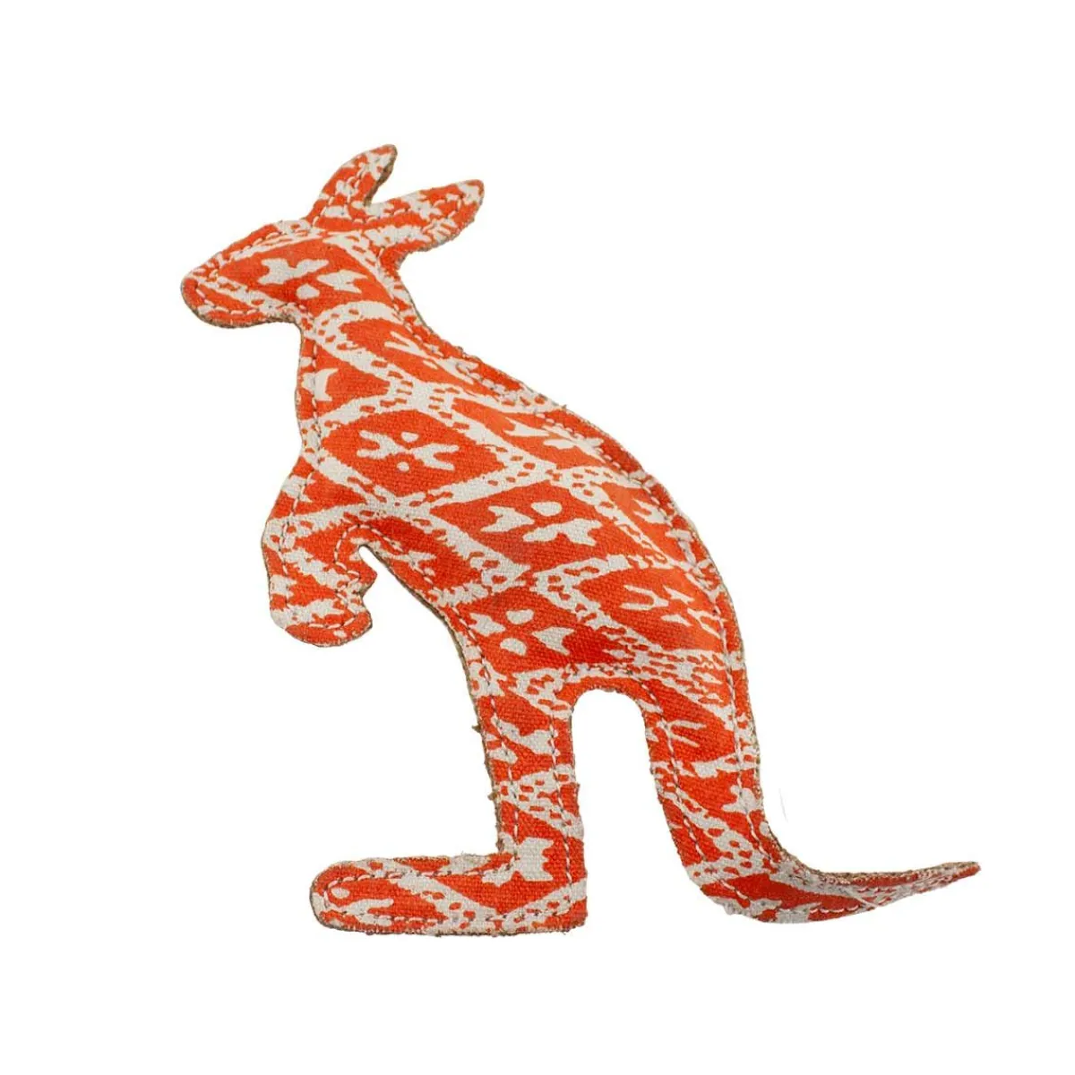 Ryan's Pet Supplies Dawgeee Play Printed Jute Canvas Coral Kangaroo 8" Dog Toy
