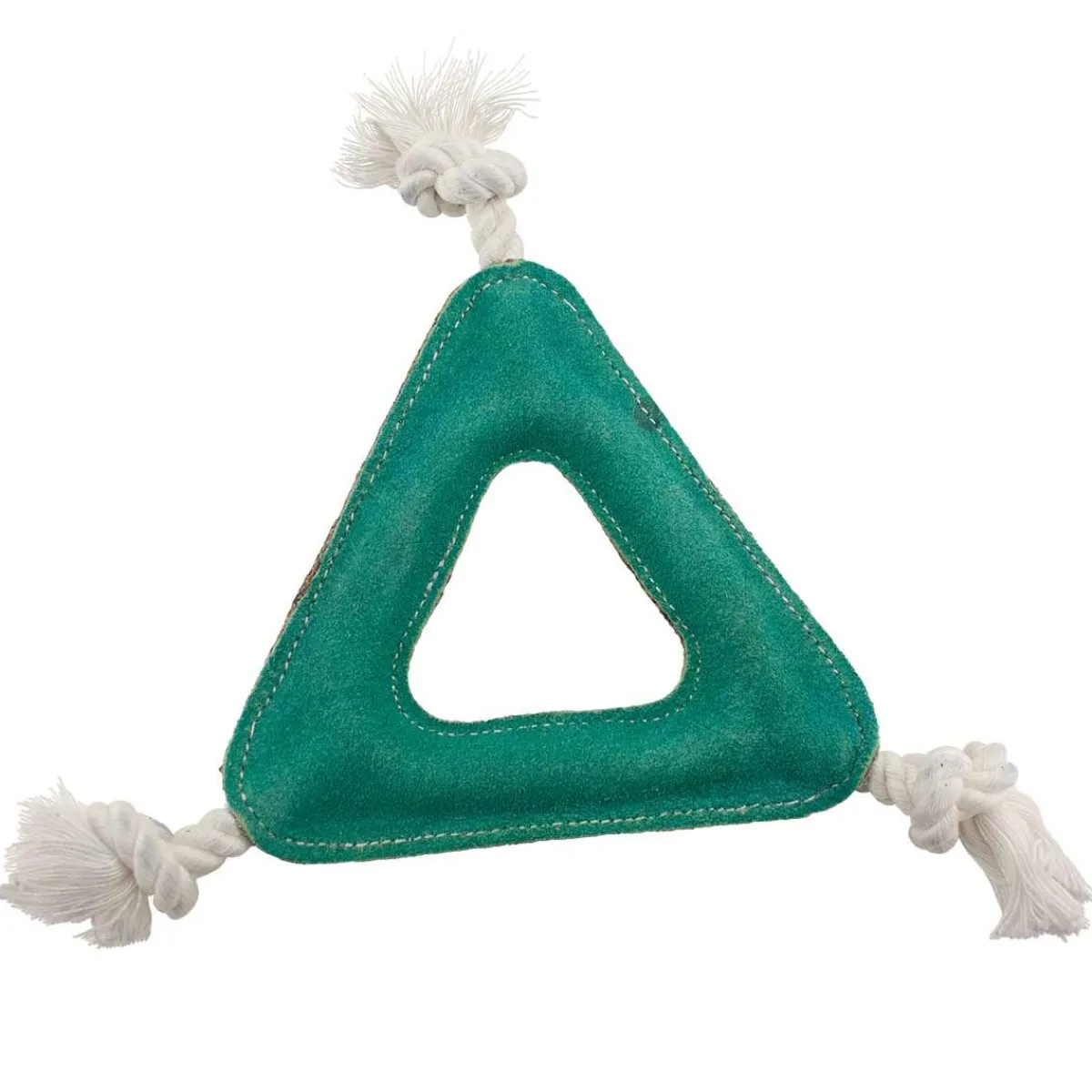 Ryan's Pet Supplies Dawgeee Play Suede Triangle with Rope Knots Dog Toy - 11"