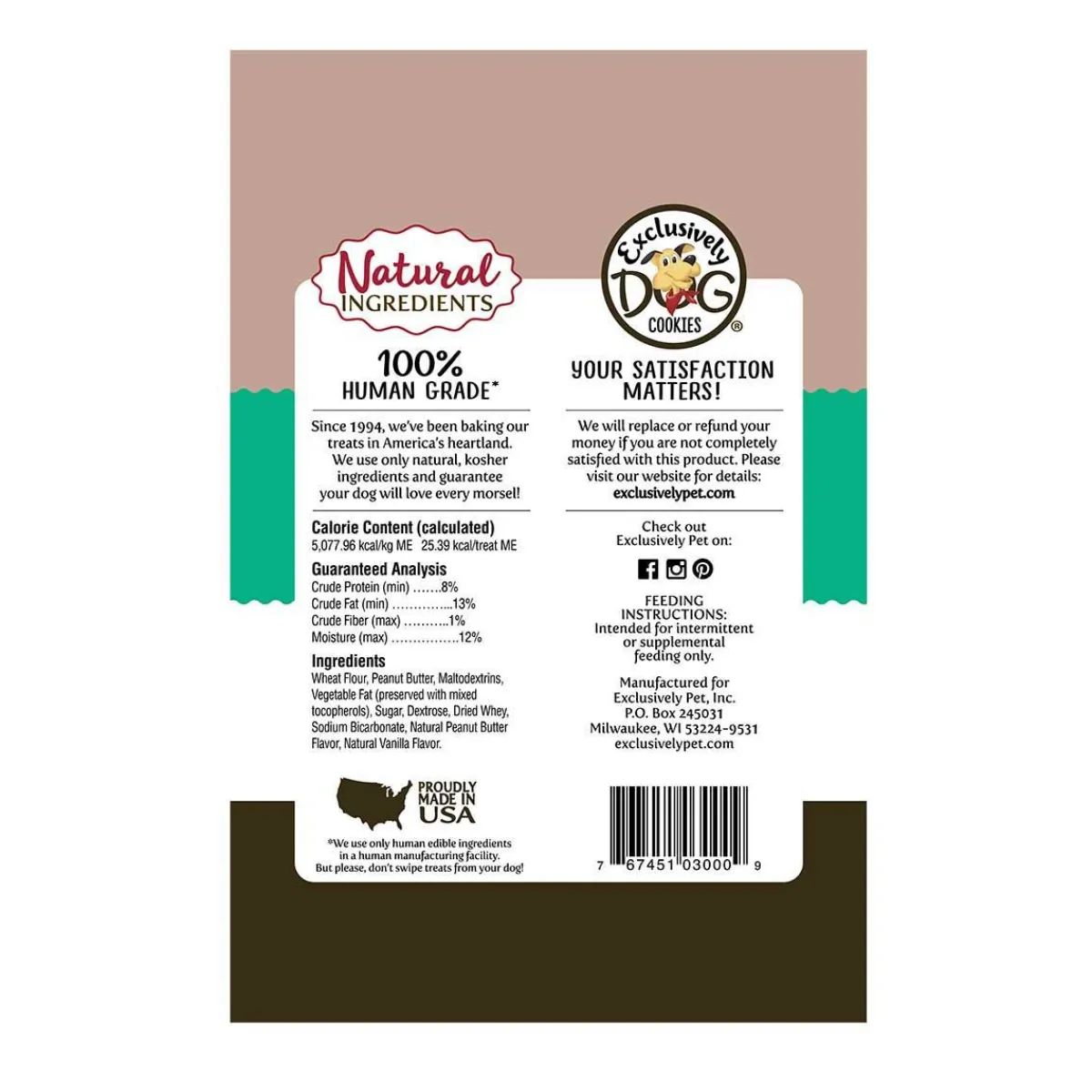 Ryan's Pet Supplies Exclusively Dog Wafer Cookies Peanut Butter Flavor 6 oz
