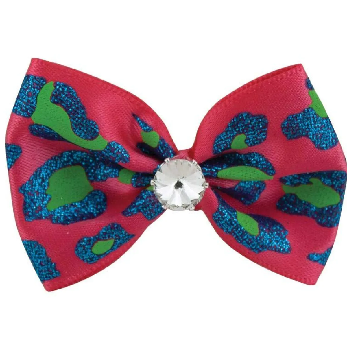 Ryan's Pet Supplies Fancy Finishes Cheetah Print & Rhinestone Center Pet Bows