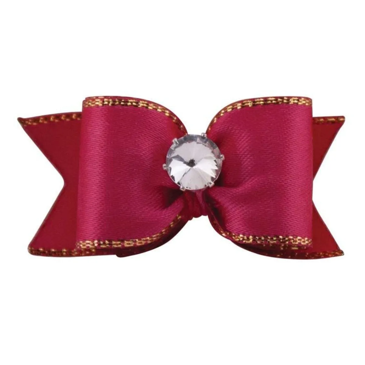Ryan's Pet Supplies Fancy Finishes Gold Edge & Rhinestone Center Satin Pet Bows