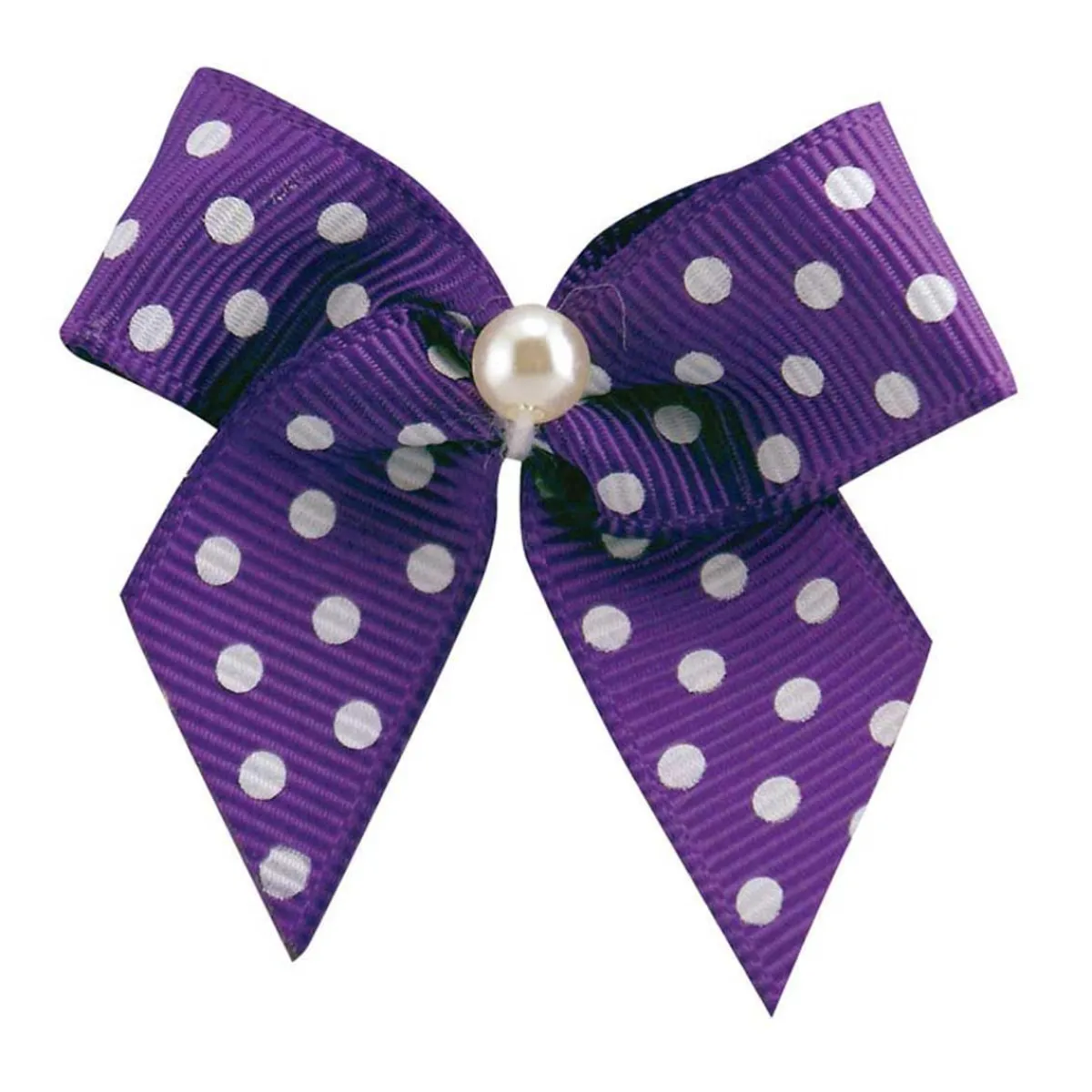 Ryan's Pet Supplies Fancy Finishes Polka Dot Grosgrain & Pearl Center Pet Bows