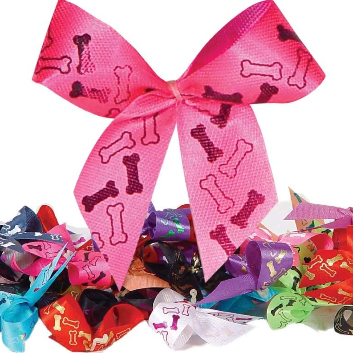 Ryan's Pet Supplies Fancy Finishes Pre-Tied Bows with Paw Print Pattern - 50 ct.