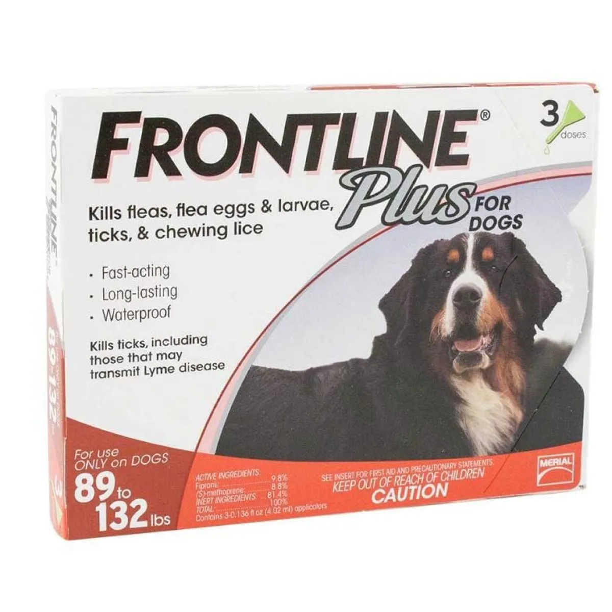 Ryan's Pet Supplies Frontline Plus Red Flea Treatment Dogs Flea 89-132 lbs 3 Pack