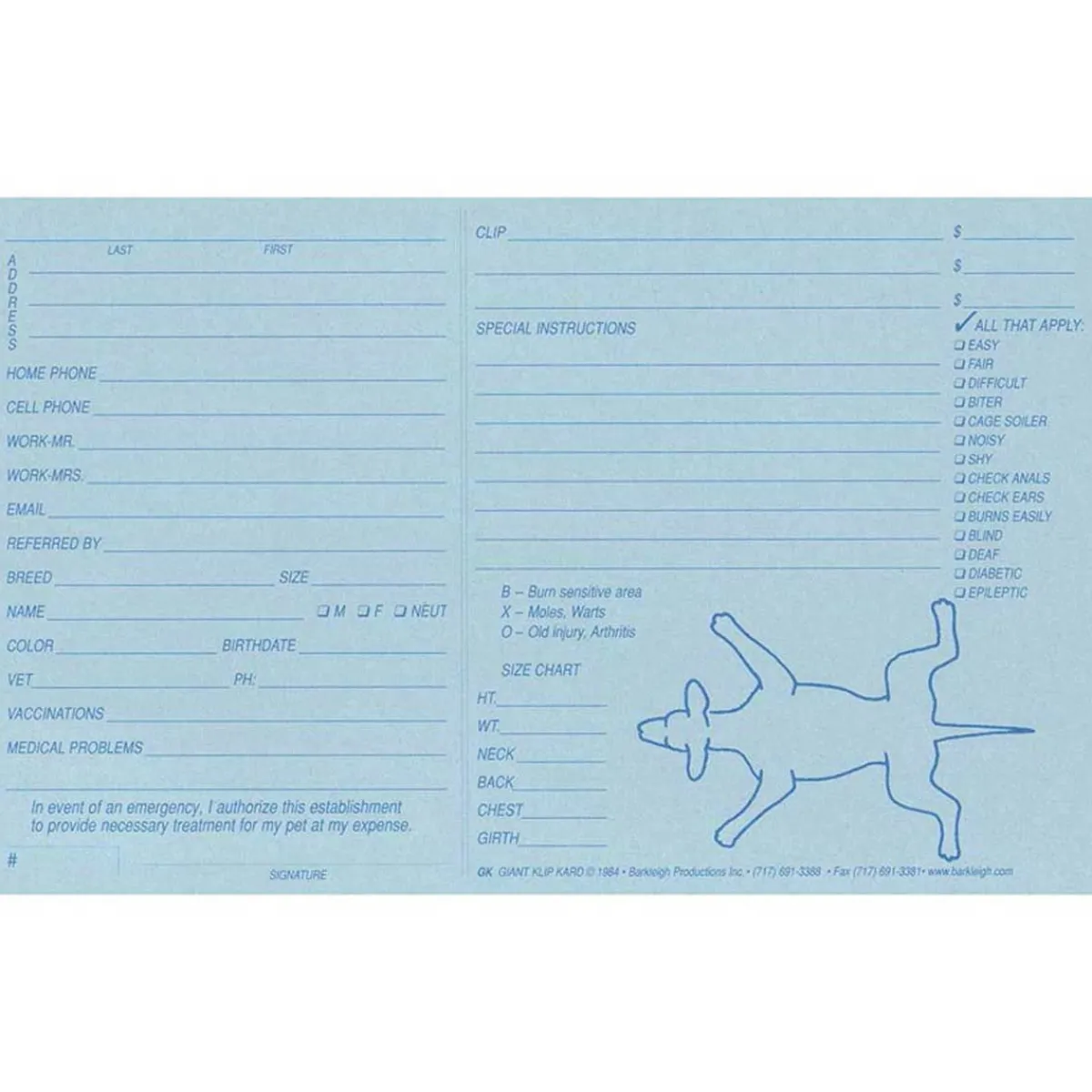 Ryan's Pet Supplies Giant Klip Kards - Blue 100 Count