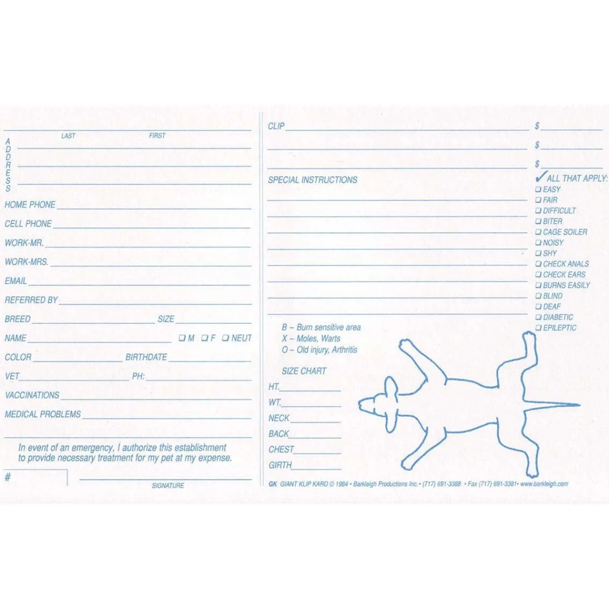 Ryan's Pet Supplies Giant Klip Kards - White 100 Count