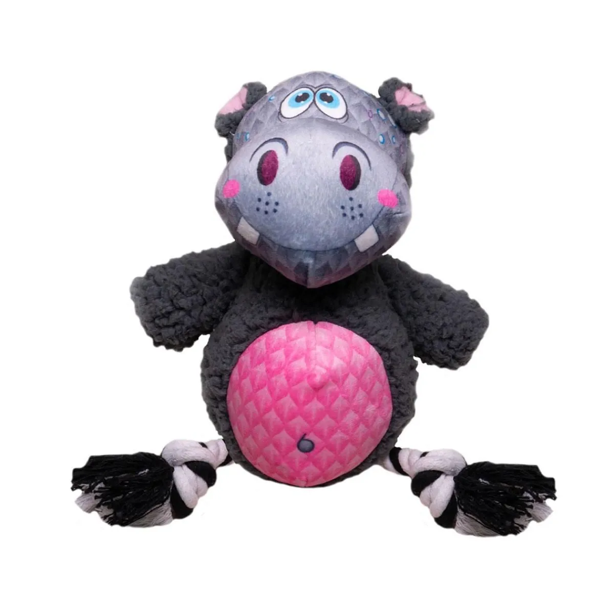 Ryan's Pet Supplies Happy Tails Plush Hippo with Rope Arms