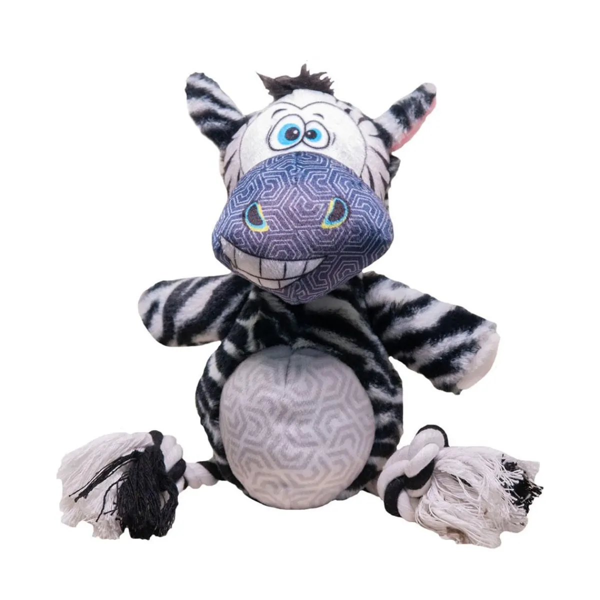 Ryan's Pet Supplies Happy Tails Plush Zebra with Rope Legs