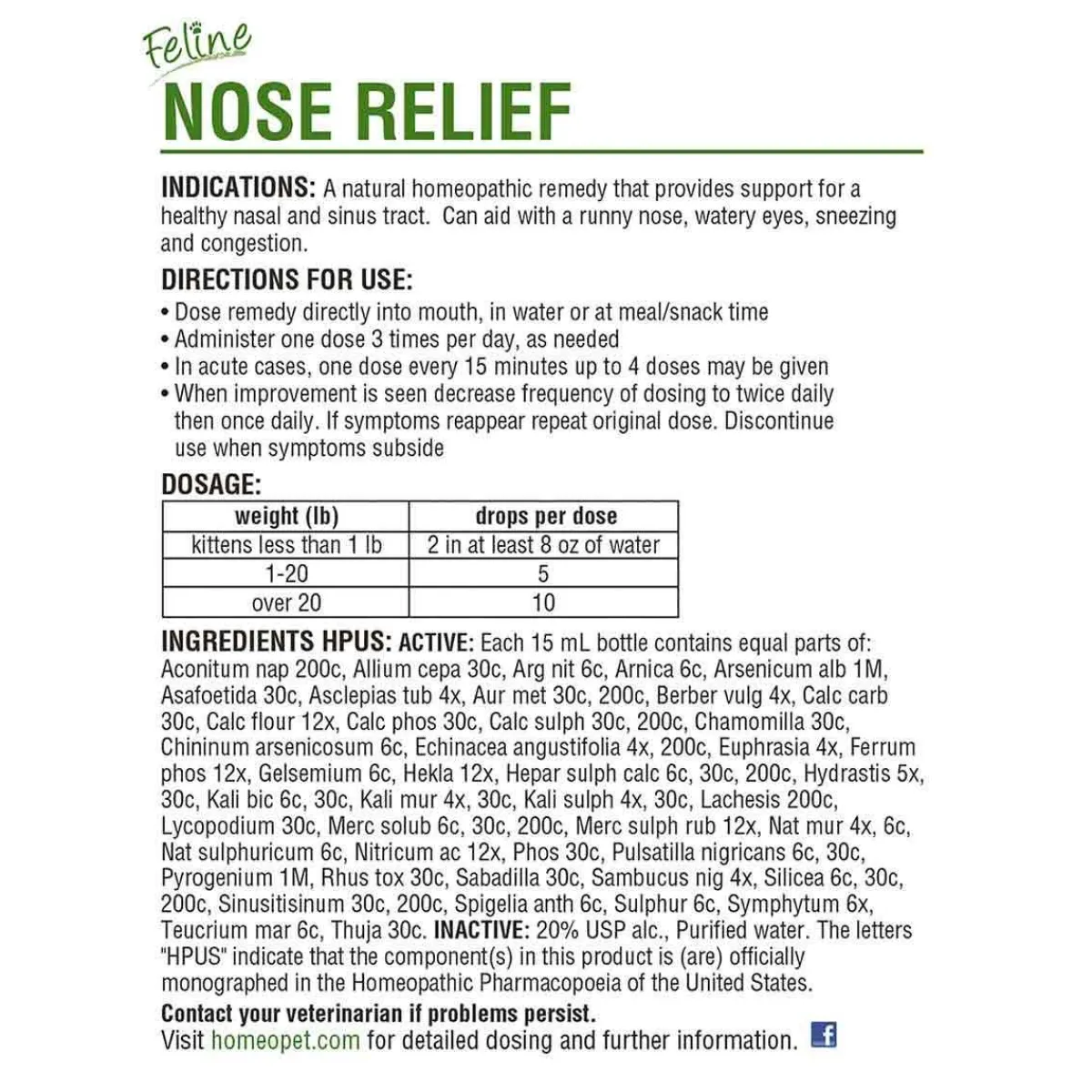 Ryan's Pet Supplies HomeoPet Feline Nose Relief