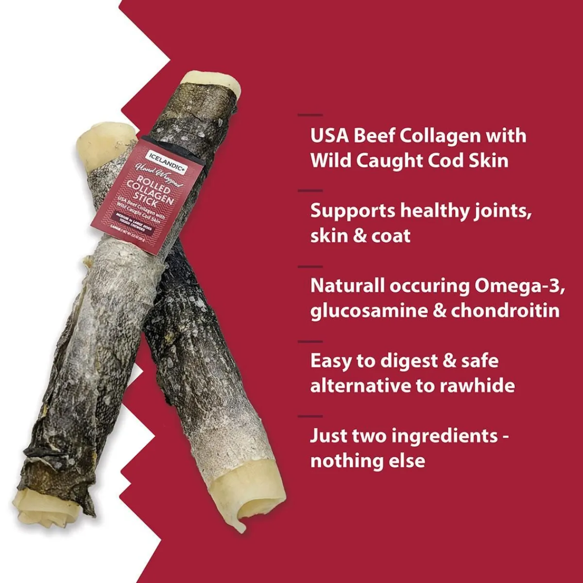 Ryan's Pet Supplies Icelandic+ Beef Rolled Collagen Stick with Wrapped Fish