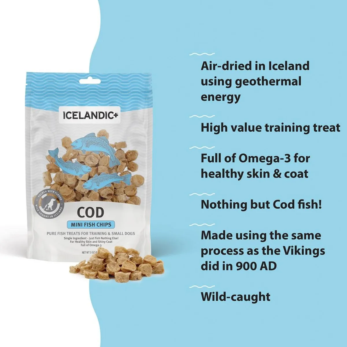 Ryan's Pet Supplies Icelandic+ Cod Mini Fish Chips Pure Fish Treats for Dogs
