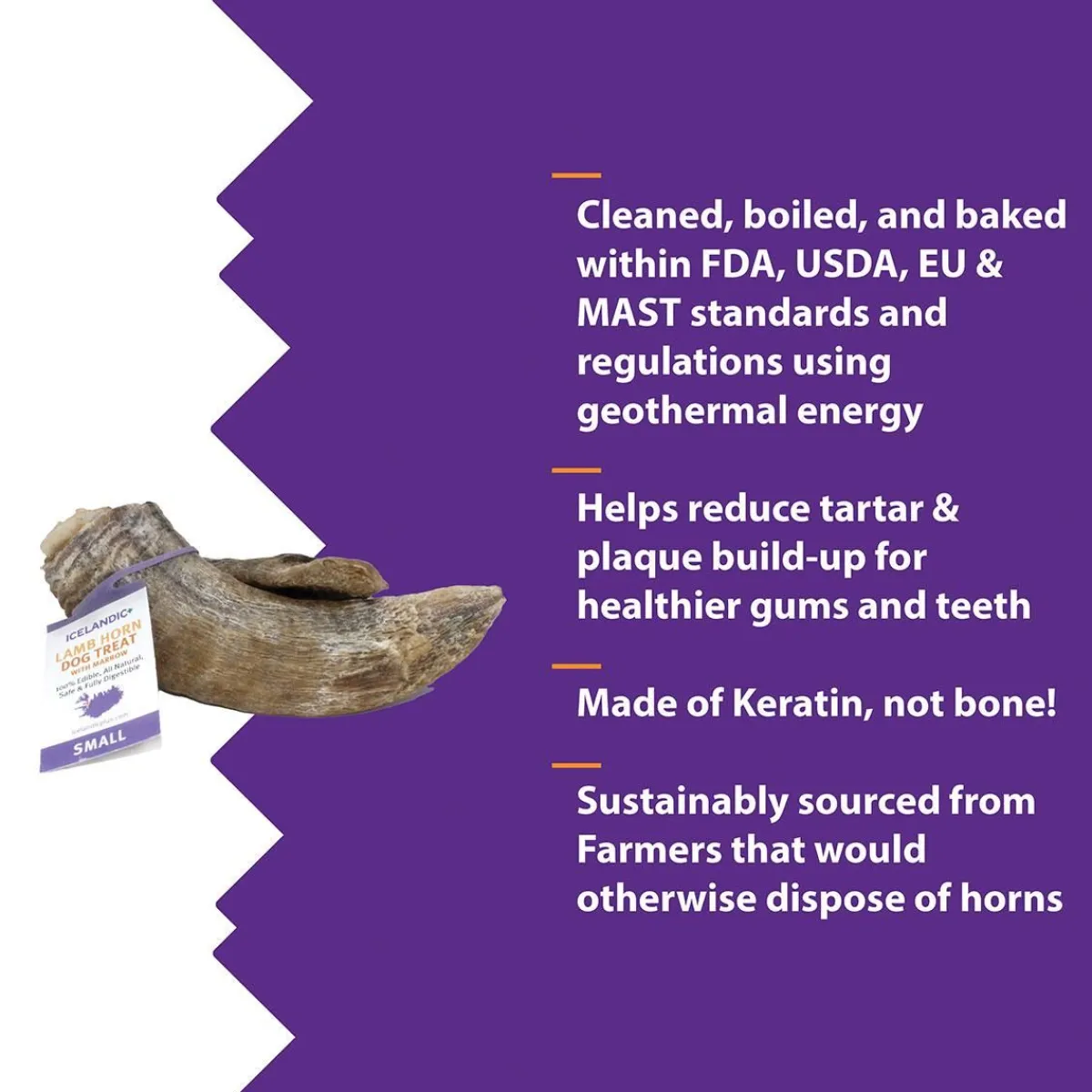 Ryan's Pet Supplies Icelandic+ Small Lamb Horn with Marrow