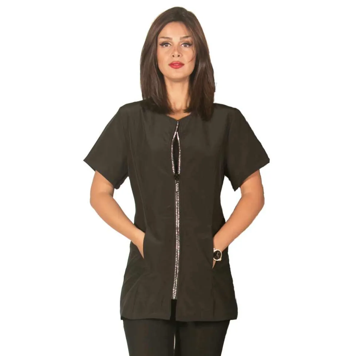 Ryan's Pet Supplies Ladybird Line Women's Black & Rhinestone Grooming Jacket