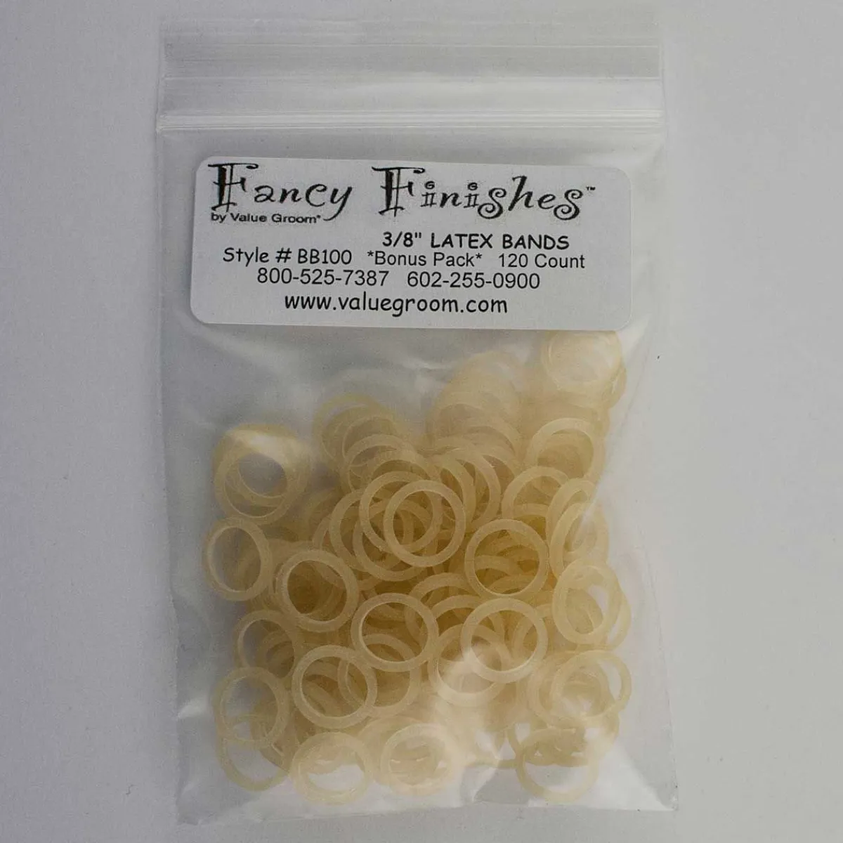 Ryan's Pet Supplies Latex Bands Amber 3/8" for Grooming Styles - 100 ct.