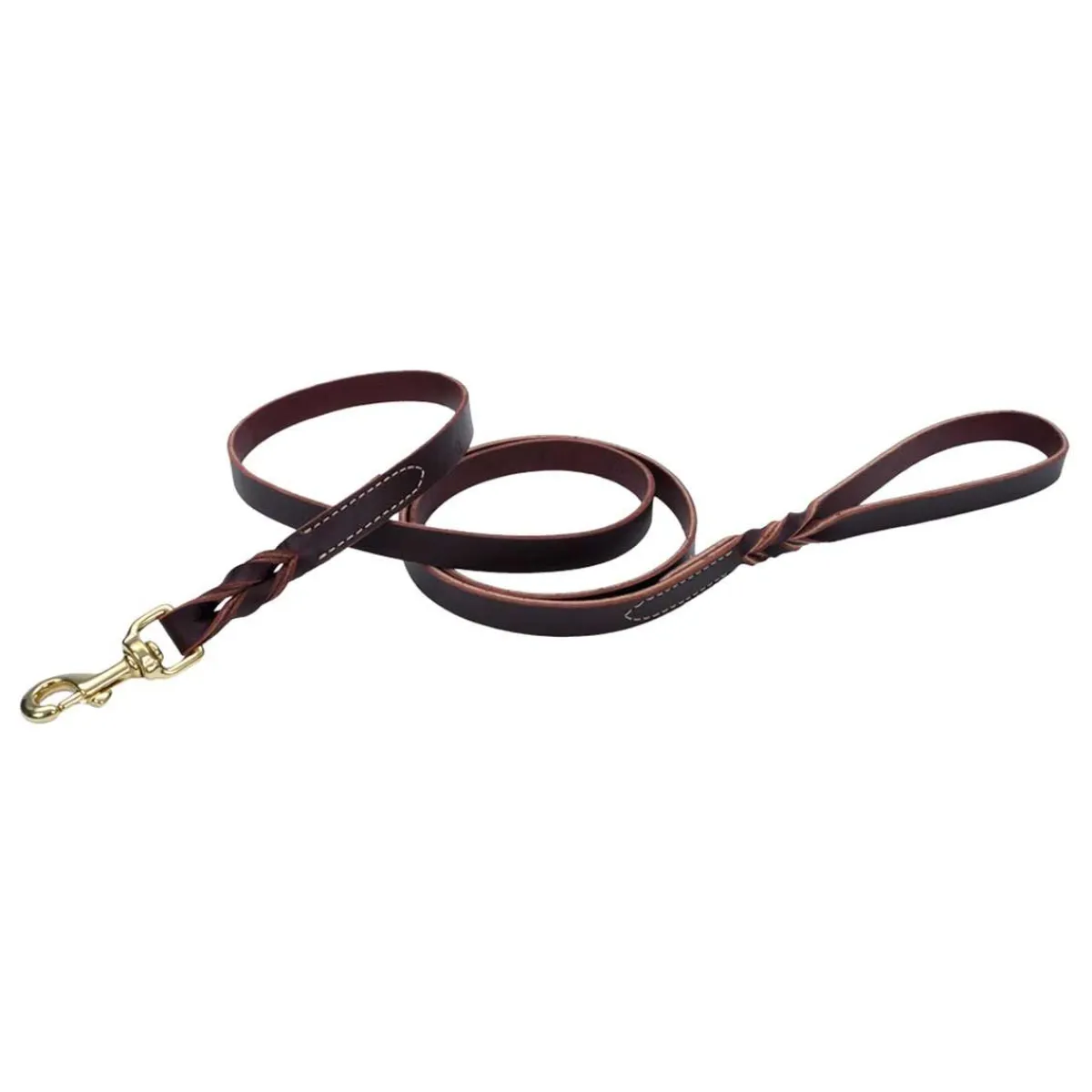 Ryan's Pet Supplies Latigo Leather Twist Lead with Brass Hardware 3/4" X 6'