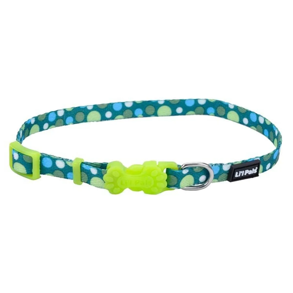 Ryan's Pet Supplies Li'L Pals Green Dot Dog Collar - Adjustable 6"-8"