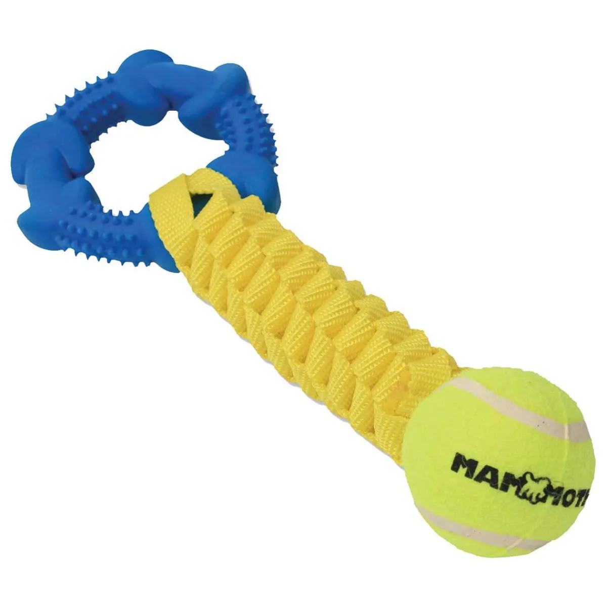 Ryan's Pet Supplies Mammoth Gnarlys with Tennis Ball & TPR Rubber Ring 11"