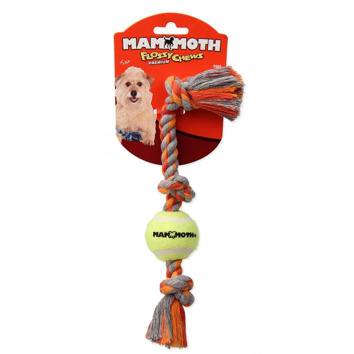 Ryan's Pet Supplies Mammoth Pet 3 Knot Tug with Mini Tennis Ball 11"