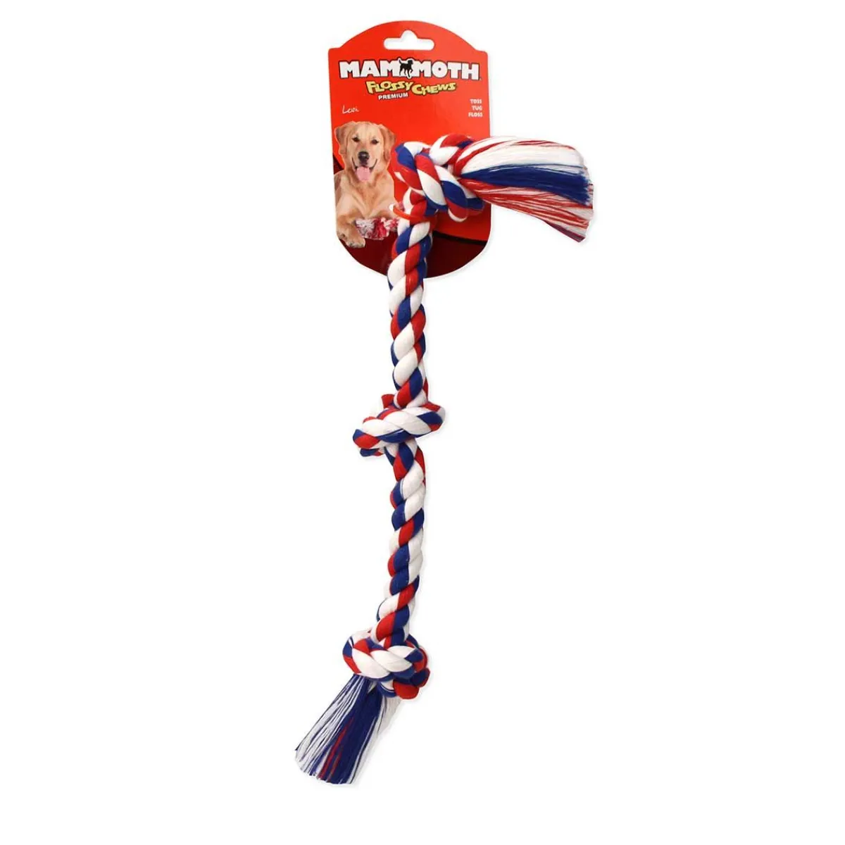 Ryan's Pet Supplies Mammoth XL 3 Knot Colored Rope Tug 36"
