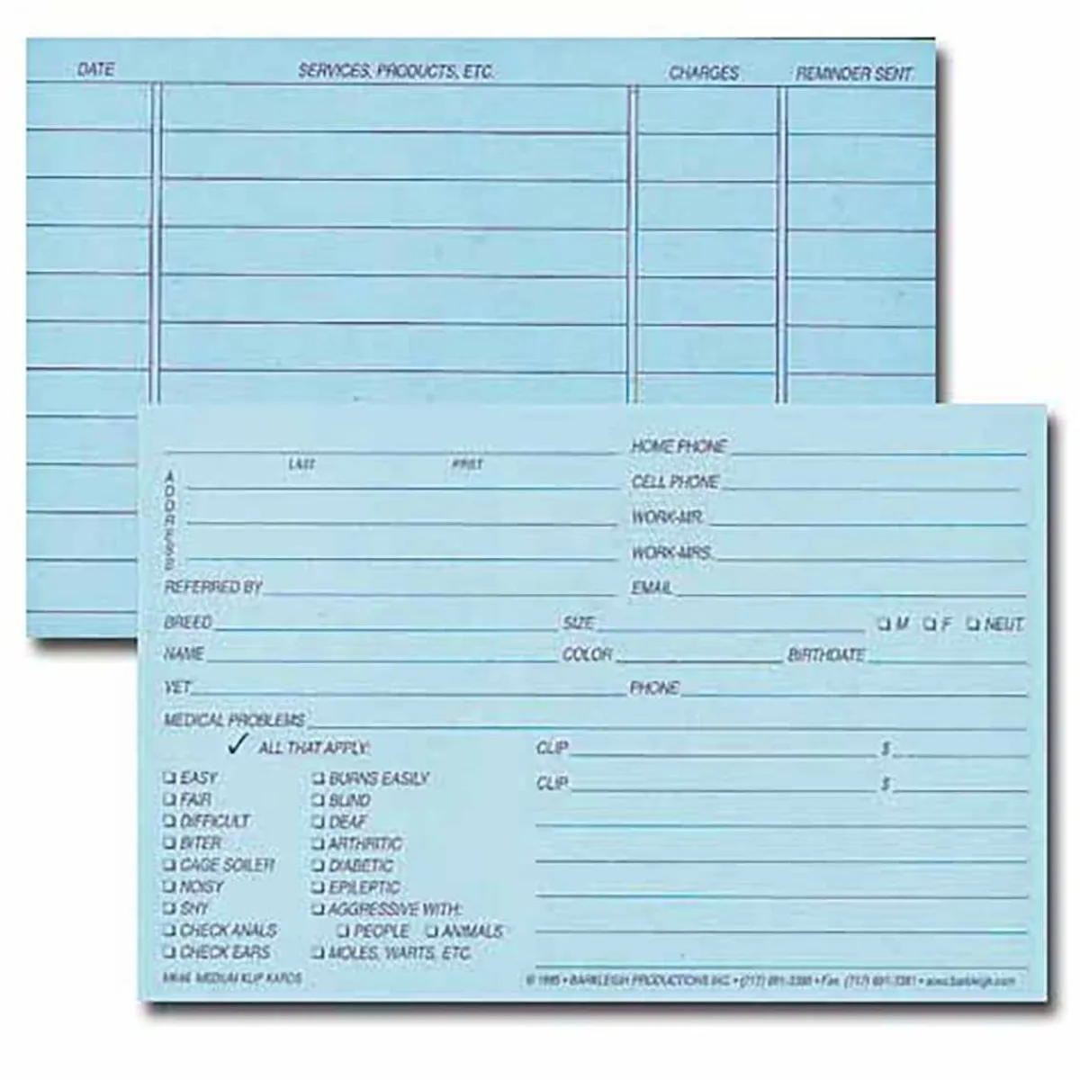 Ryan's Pet Supplies Medium Klip Kards- Blue 100 Count