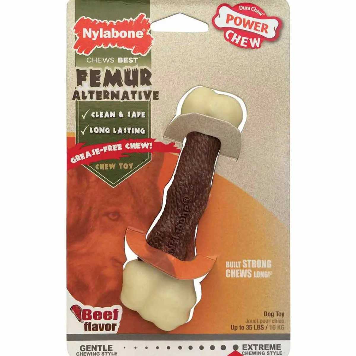 Ryan's Pet Supplies Nylabone Dura Chew Animal Part Alternative Femur Beef Medium