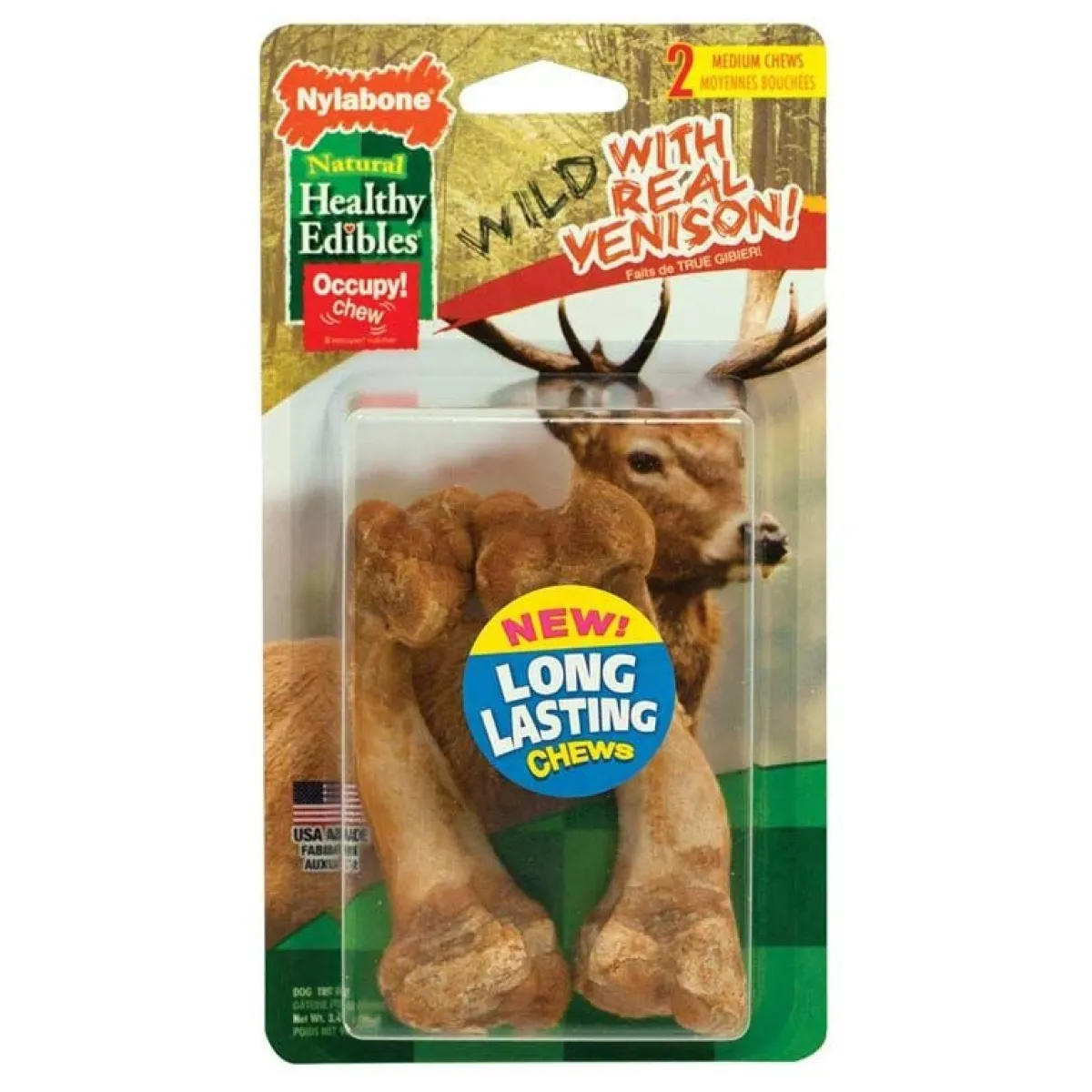 Ryan's Pet Supplies Nylabone Healthy Edibles Wild With Real Meat Venison Medium 2 Count