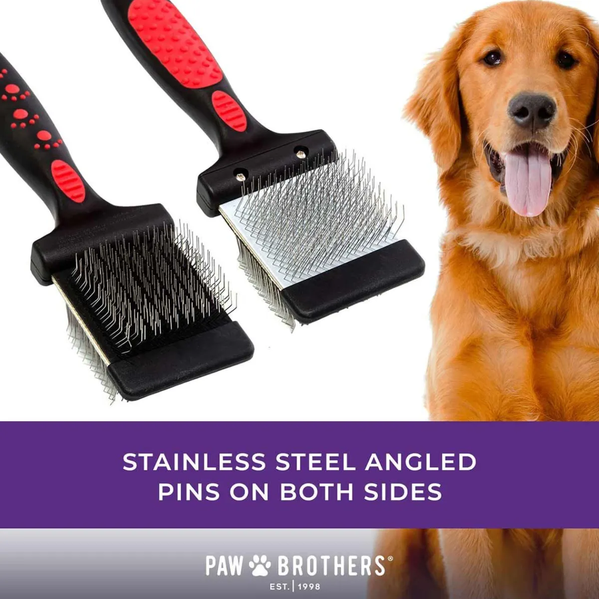 paw_brothers_double_sided_flex_slicker_brush_softsmall_3.webp Ryan's Pet Supplies Paw Brothers Double Sided Flex Slicker Brush (Soft/Small)