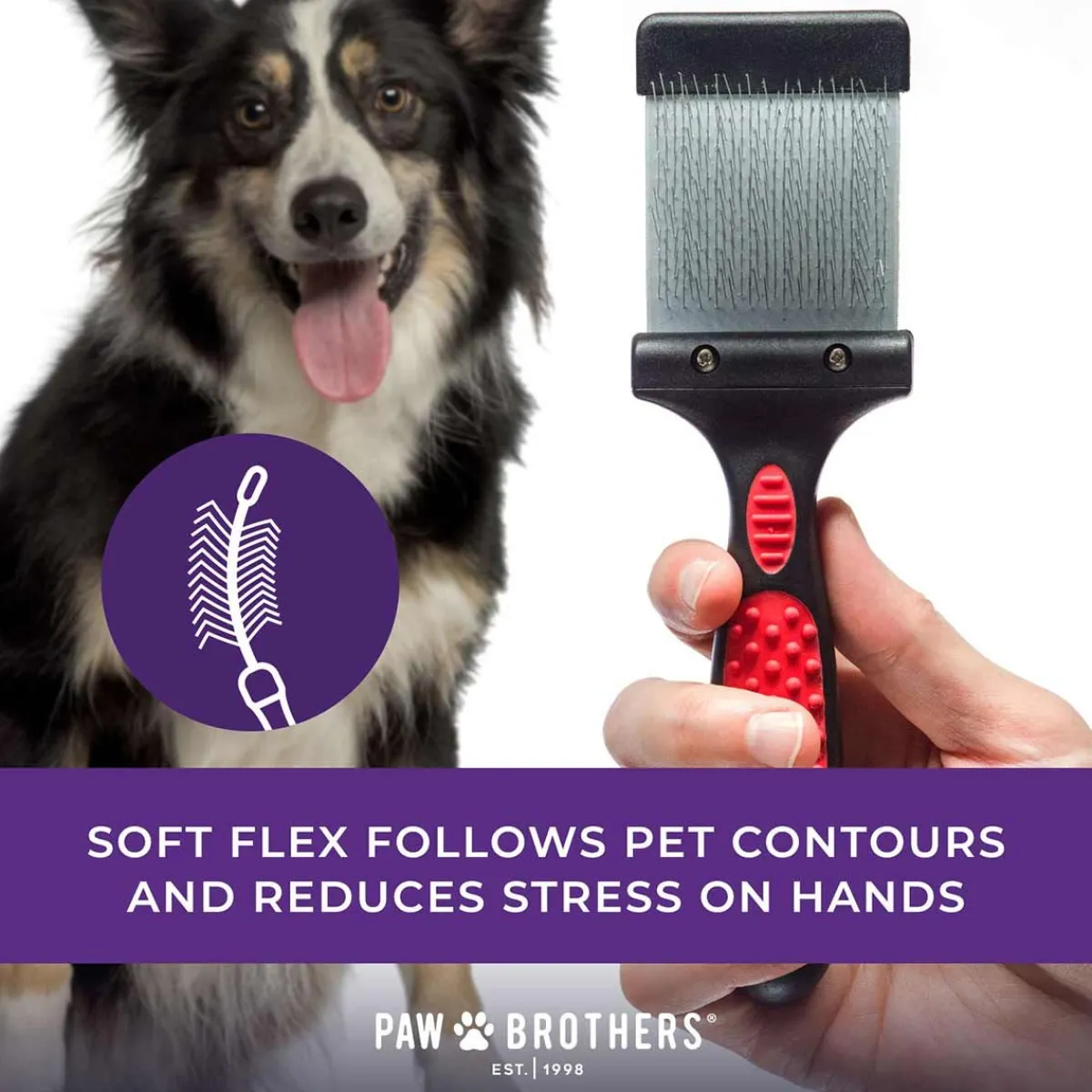 paw_brothers_double_sided_flex_slicker_brush_softsmall_4.webp Ryan's Pet Supplies Paw Brothers Double Sided Flex Slicker Brush (Soft/Small)