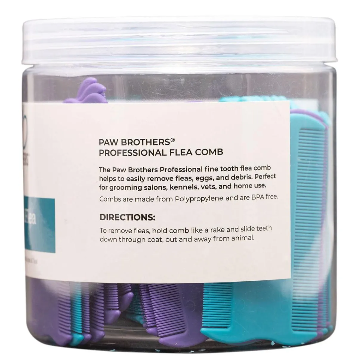 paw_brothers_flea_comb_pcstub_teal_amp_purple_4.webp Ryan's Pet Supplies Paw Brothers Flea Comb 50pcs/Tub Teal & Purple