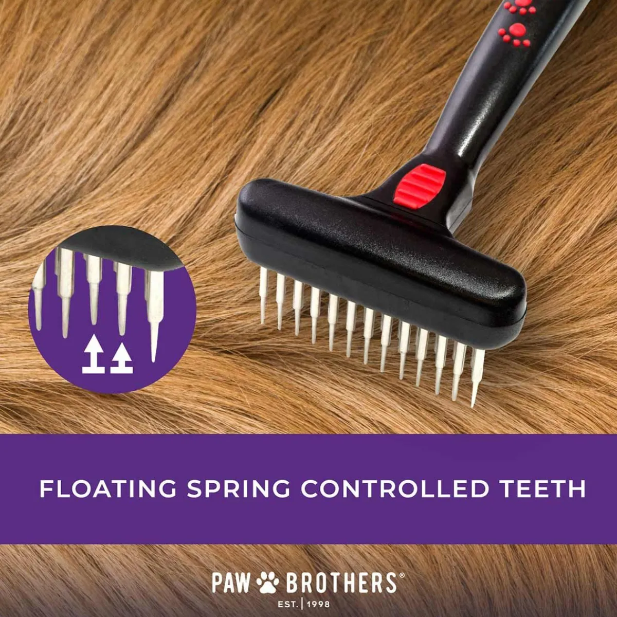 Ryan's Pet Supplies Paw Brothers Magic Spring Undercoat Rake Double Row (13 Long/12 Short) 3.5”