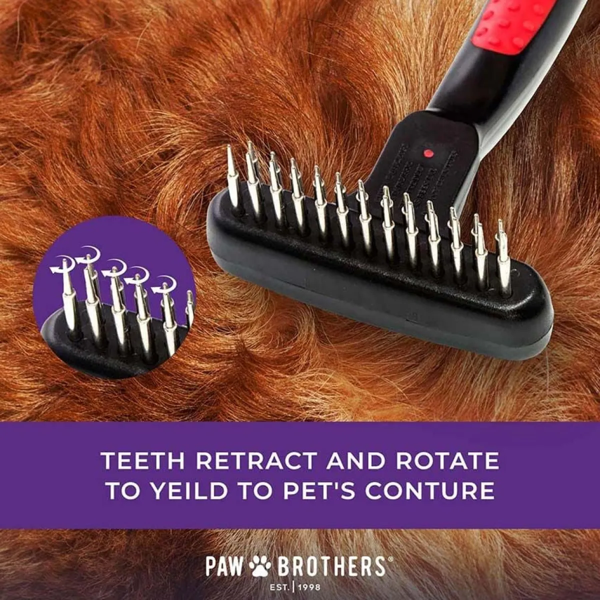 Ryan's Pet Supplies Paw Brothers Magic Spring Undercoat Rake Double Row (13 Long/12 Short) 3.5”