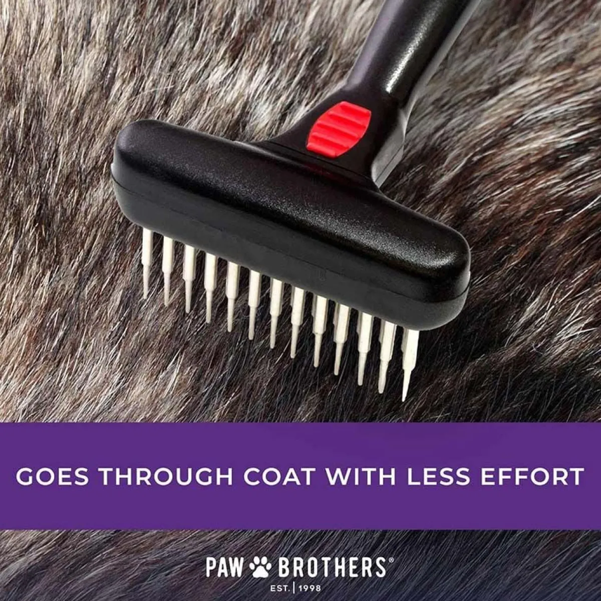Ryan's Pet Supplies Paw Brothers Magic Spring Undercoat Rake Double Row (13 Long/12 Short) 3.5”