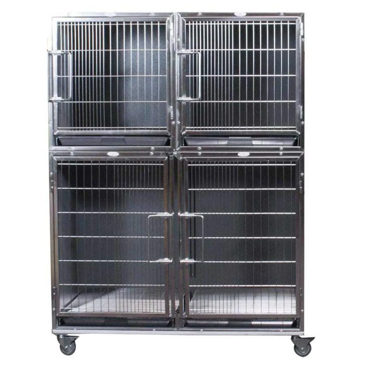 Ryan's Pet Supplies Paw Brothers Professional Stainless Steel Hybrid Short Modular Cage Med-Short Half Bank Complete