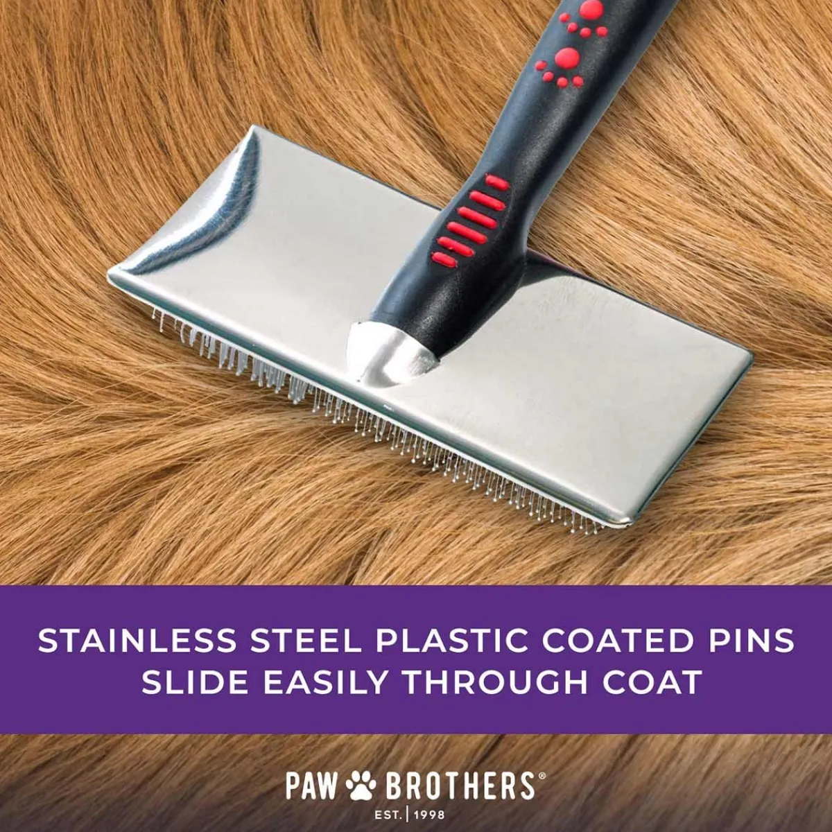 Ryan's Pet Supplies Paw Brothers Soft Pin Flat Slicker With Coated Pin Tips - Mini/Small