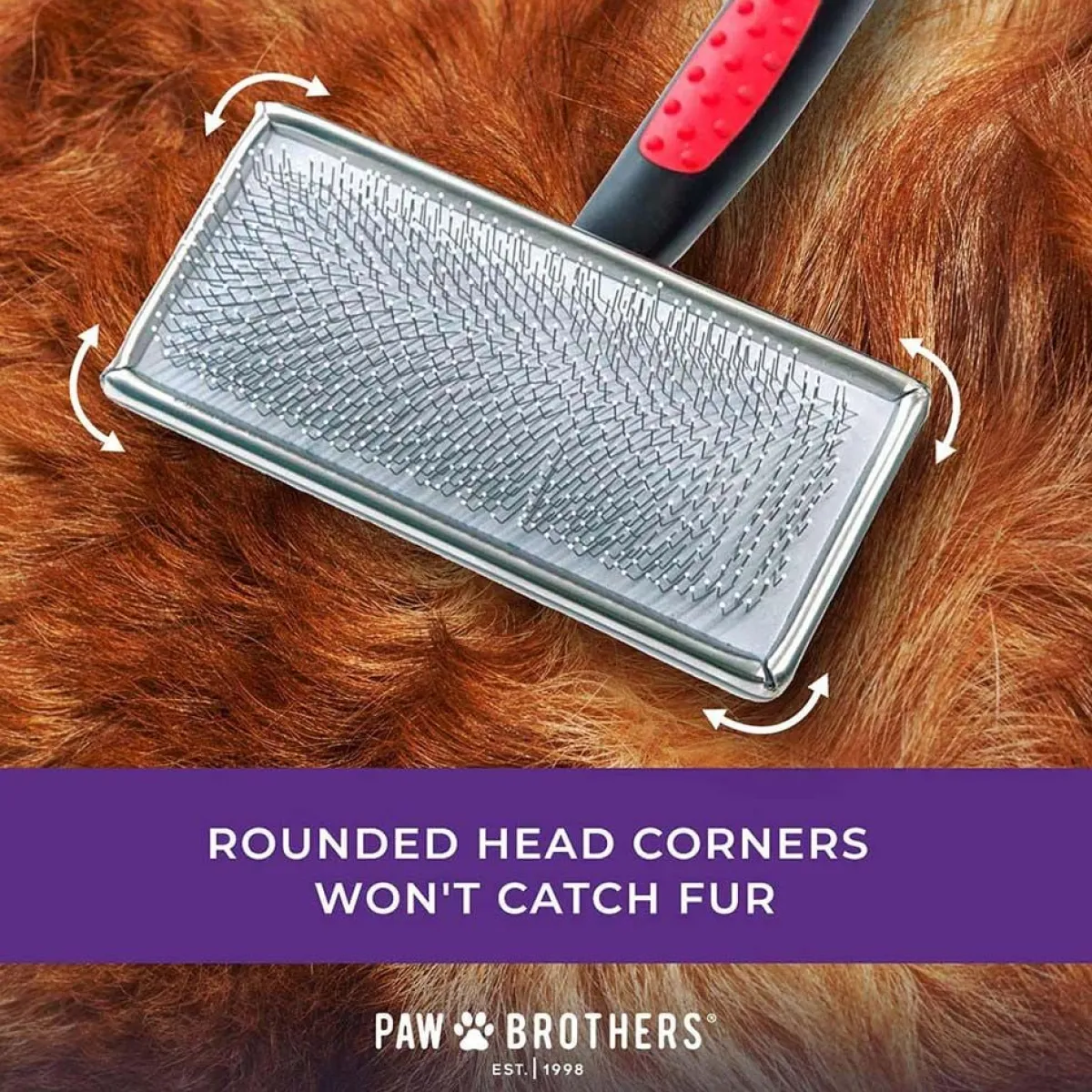 Ryan's Pet Supplies Paw Brothers Soft Pin Flat Slicker with Coated Pin Tips - X Large