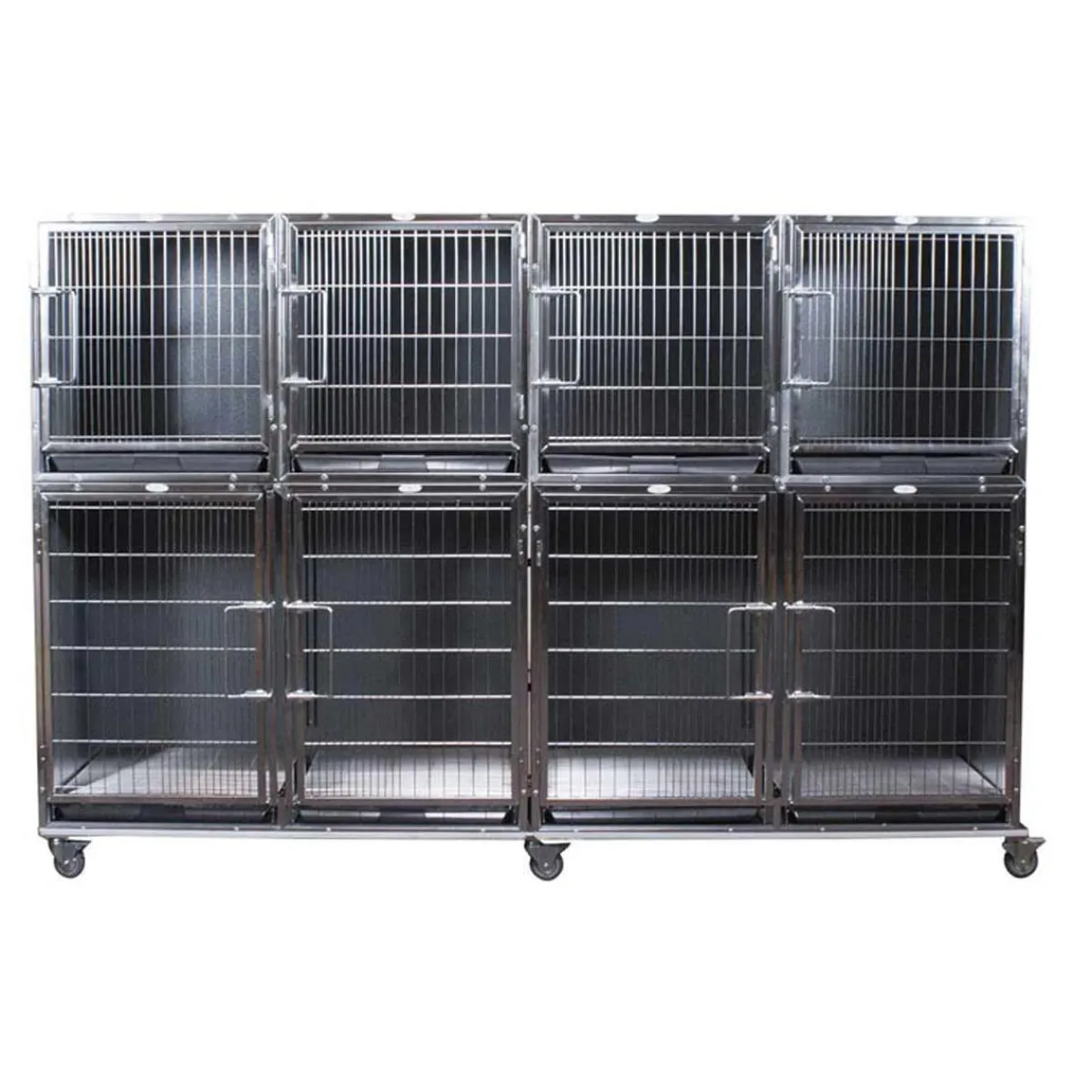 Ryan's Pet Supplies Paw Brothers Stainless Steel Hybrid Short Modular Cage Med-Short Short Bank Complete