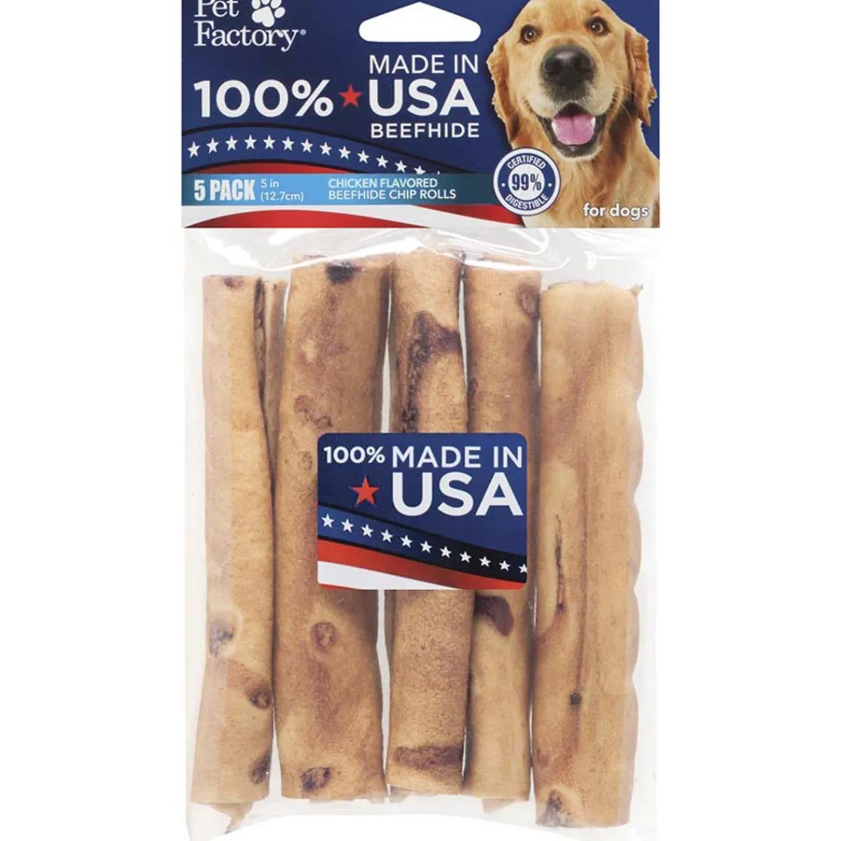 Ryan's Pet Supplies Pet Factory 5 inch Chicken Rolls 5 Pack