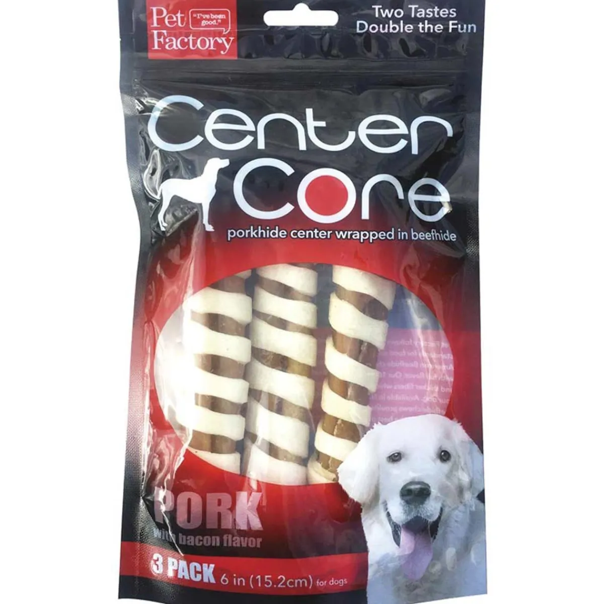 Ryan's Pet Supplies Pet Factory Center Core Pork 6 inch Rolls 3 Pack