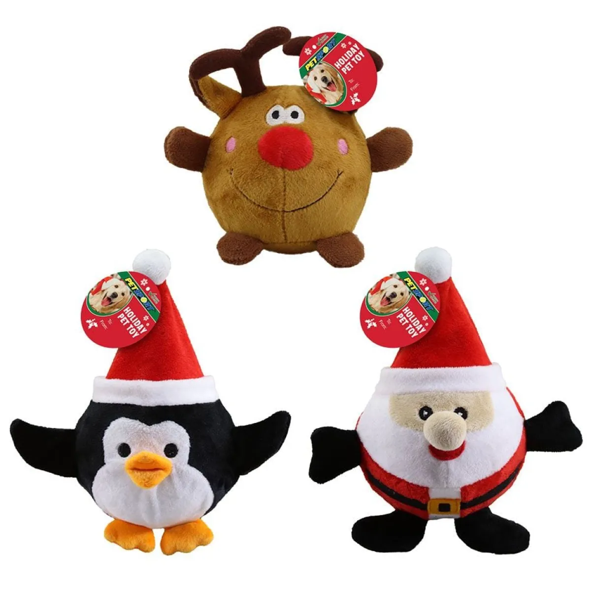Ryan's Pet Supplies Petsport Holiday Plush Squeak Ball 4.5" Assorted