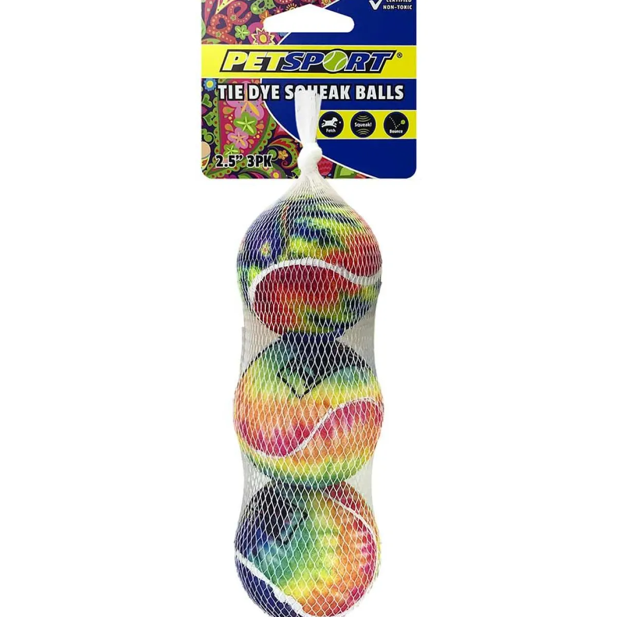Ryan's Pet Supplies Petsport Tie Dye Squeak Ball - Multiple Sizes