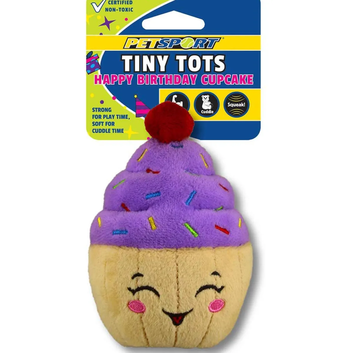 Ryan's Pet Supplies Petsport Tiny Tots Plush Happy Birthday Toy - Cupcake 4.5"