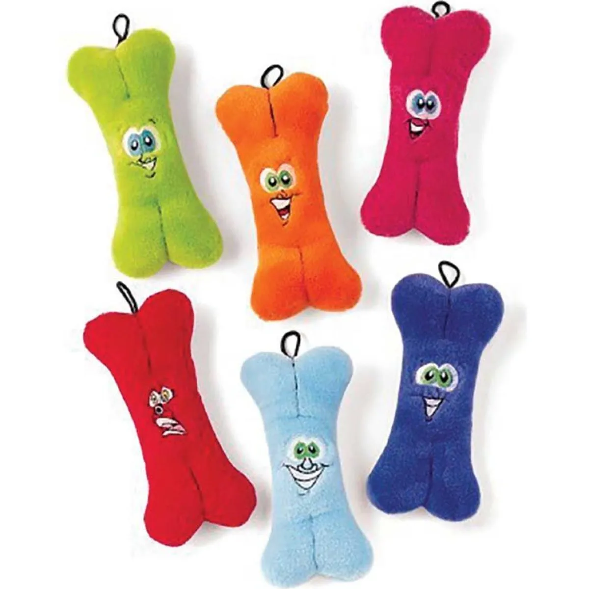 Ryan's Pet Supplies Plush Bones With Embroidered Face 7"