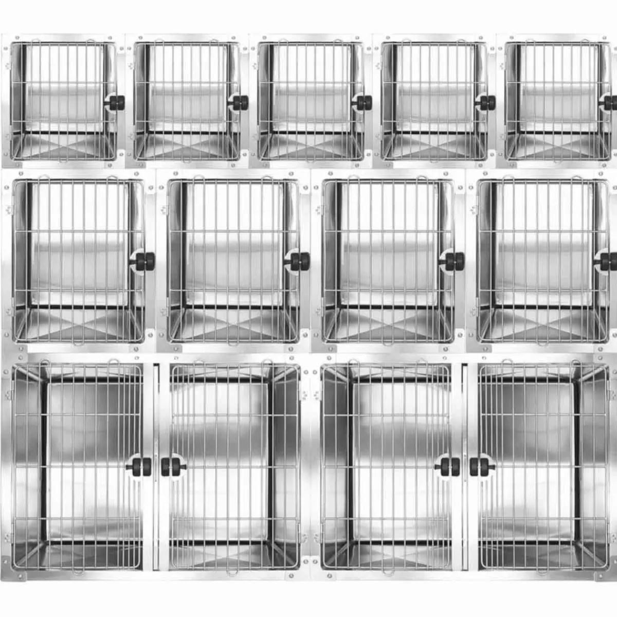 Ryan's Pet Supplies Professional Stainless Steel Modular Dog Cage - Full Bank