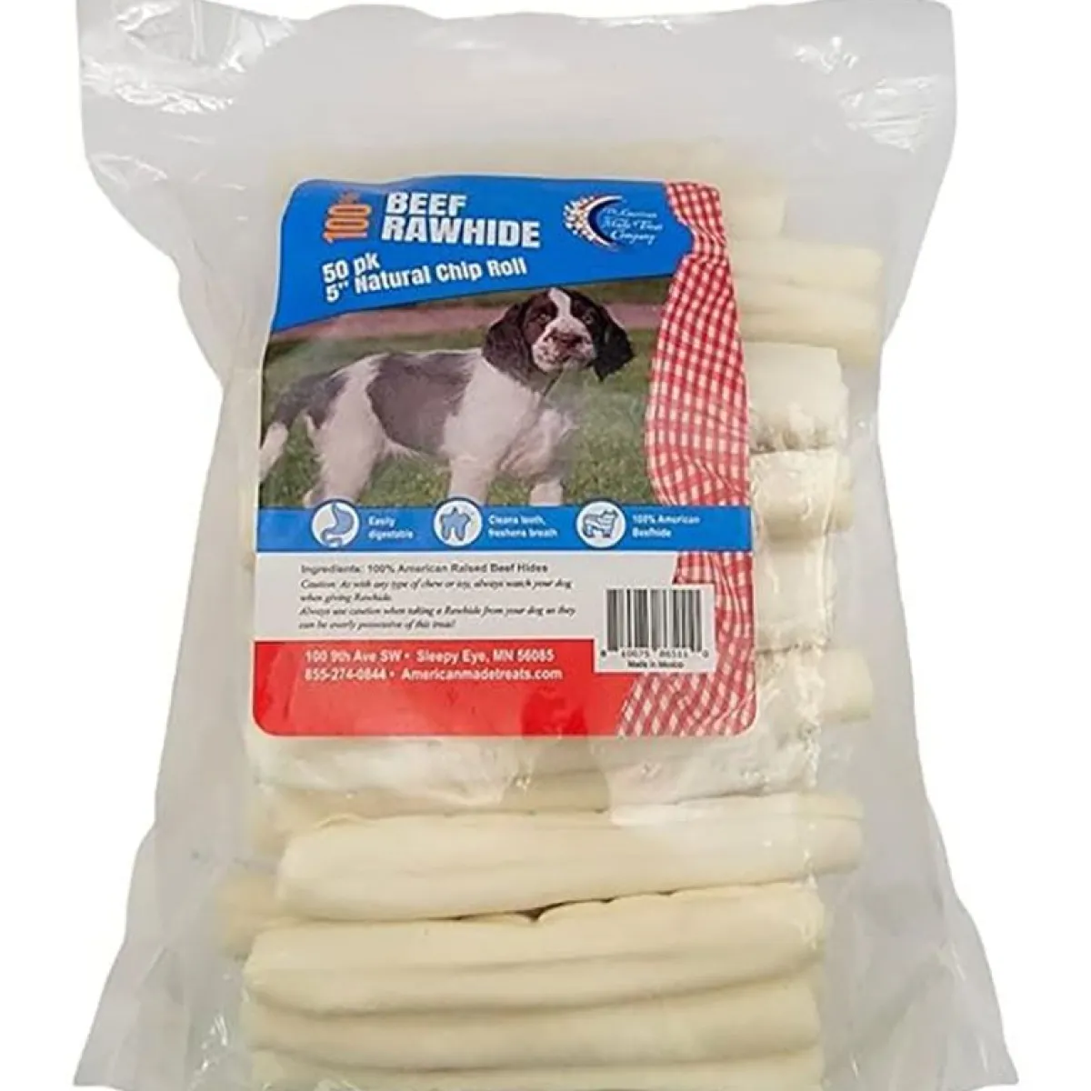 Ryan's Pet Supplies Rawhide Beef 5 inch Natural Chip Roll - 50 pack