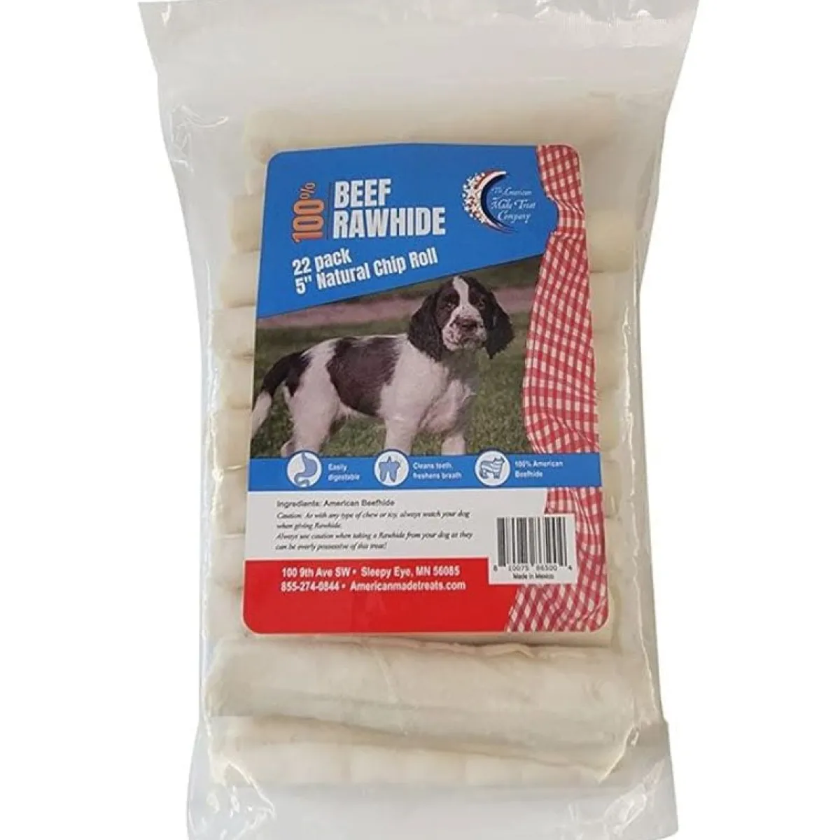 Ryan's Pet Supplies Rawhide Beef 5 inch Natural Chip Roll - 22 pack